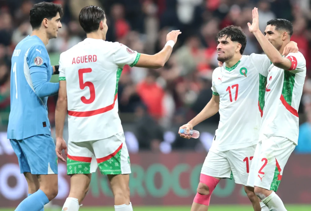 Siku Ya Historia Afcon 2025: Mabingwa wa Afrika Wakutana,Urithi wa Soka la Bara la Afrika Ukiandikwa Upya. 3 morocco team celebrate victory during the 2025 africa cup of nations afcon quarter final match between cameroon and morocco