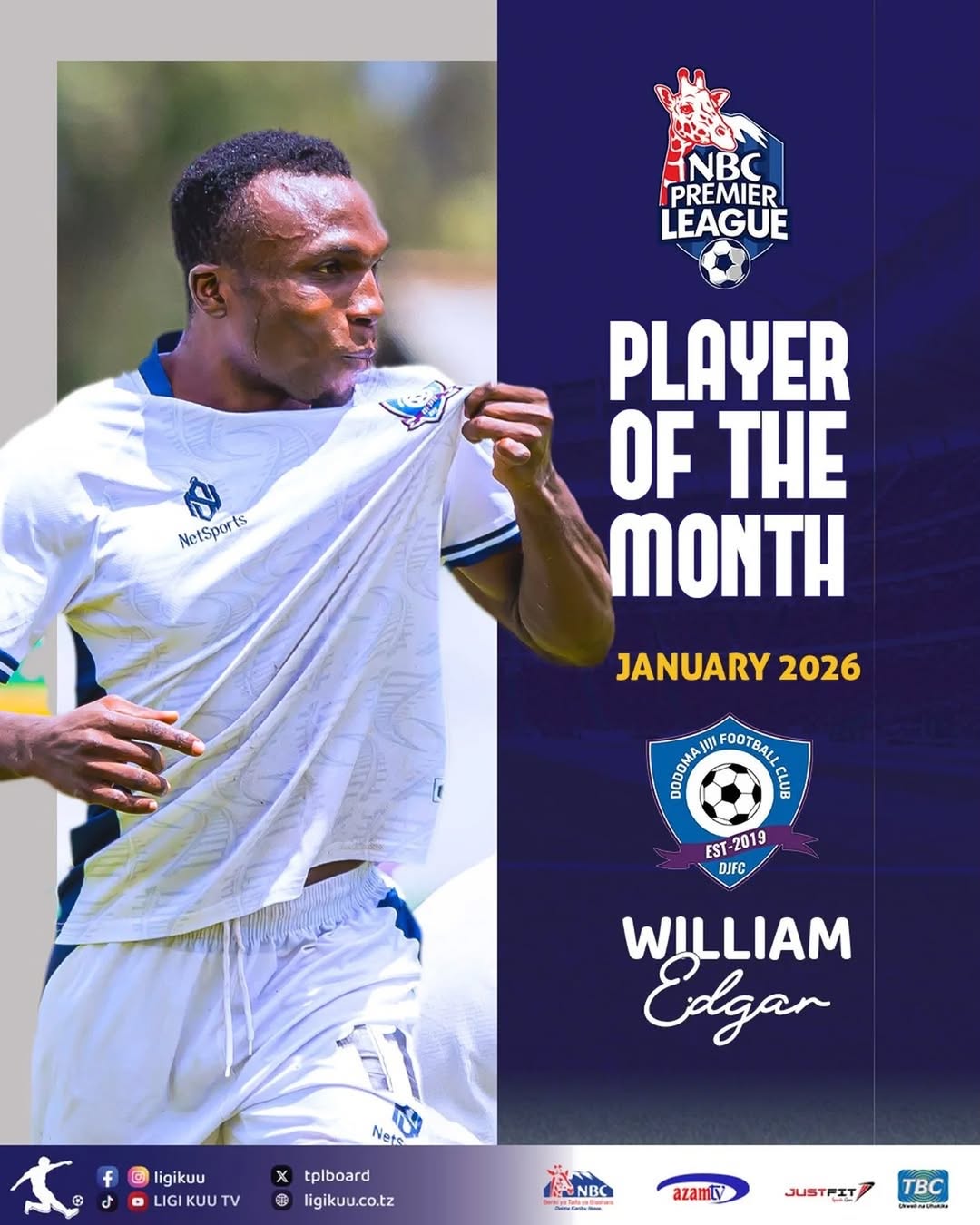 William Edger Atwaa Tuzo Januari: Nyota wa Dodoma Jiji Ang’ara Ligi Kuu Tanzania 1 William Edger Atwaa Tuzo Januari: Nyota wa Dodoma Jiji Ang’ara Ligi Kuu Tanzania-www.sportsleo.co.tz