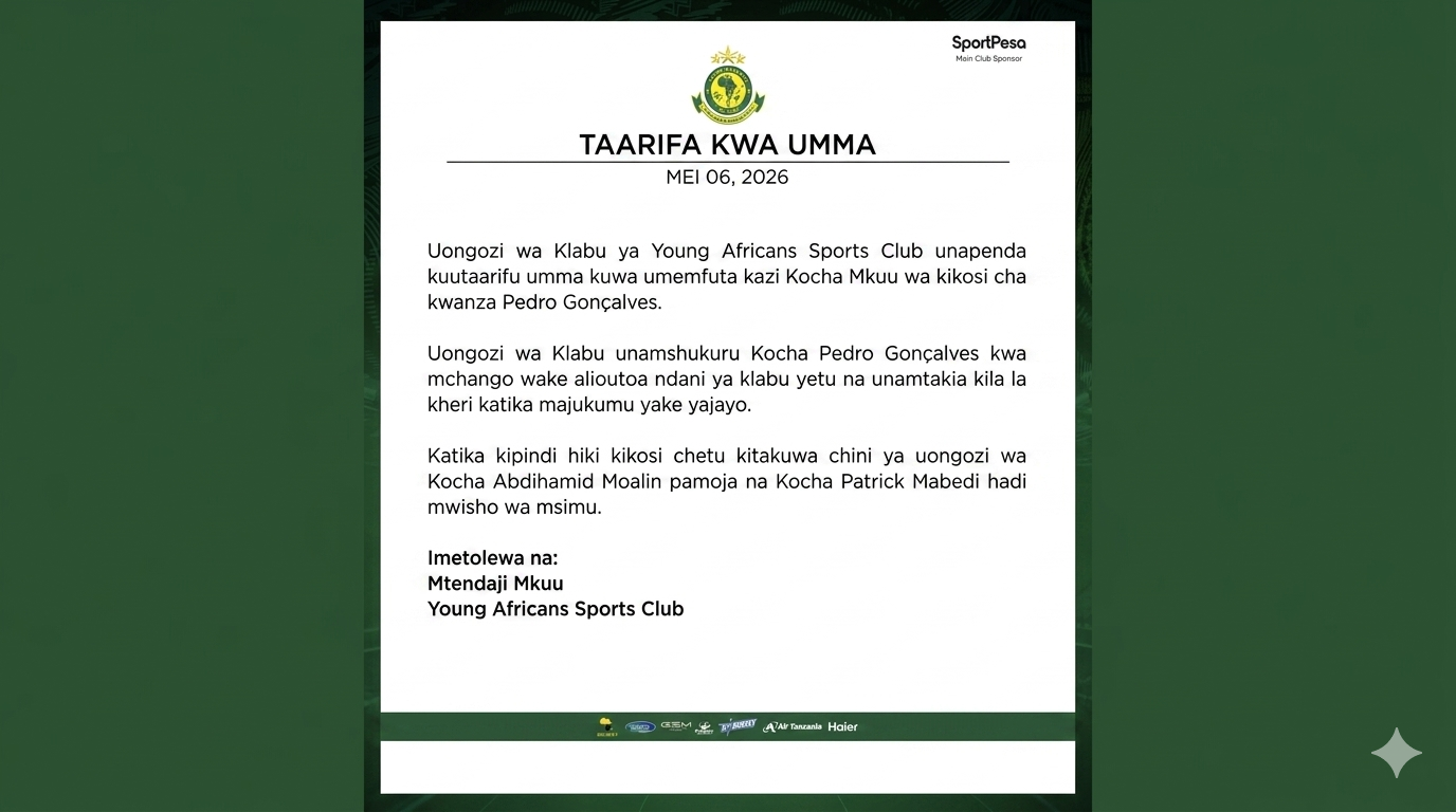 Yanga SC yamtimua Pedro baada ya miezi saba: Sababu za nyuma ya uamuzi huo 2 Yanga SC yamtimua Pedro baada ya miezi saba: Sababu za nyuma ya uamuzi huo