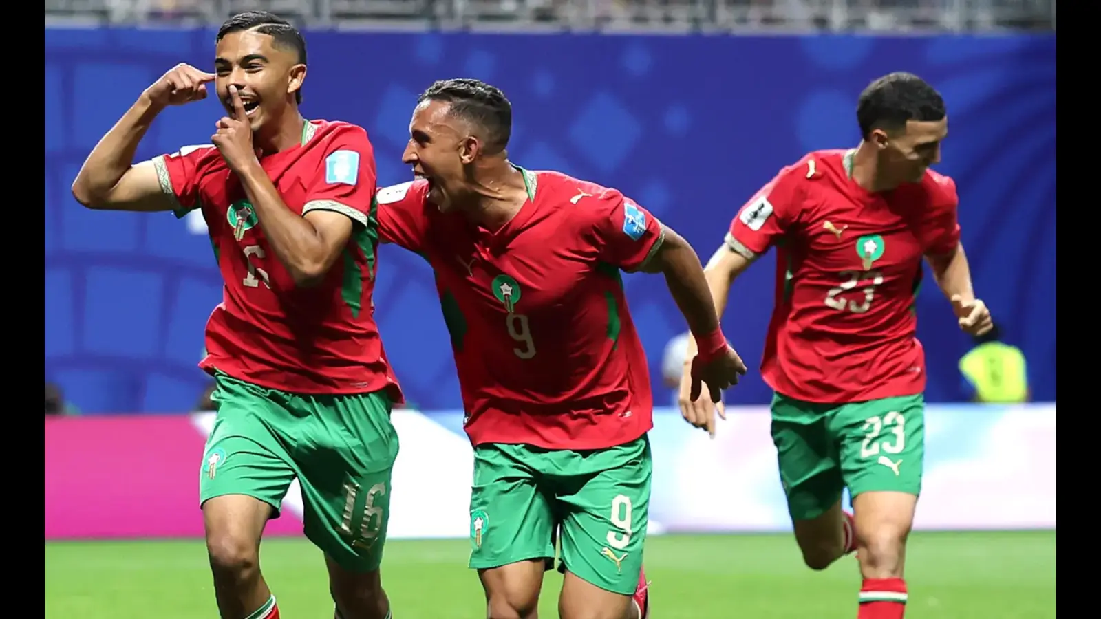 gessime yassine 16 of morocco celebrates with teammate soufiane rahimi